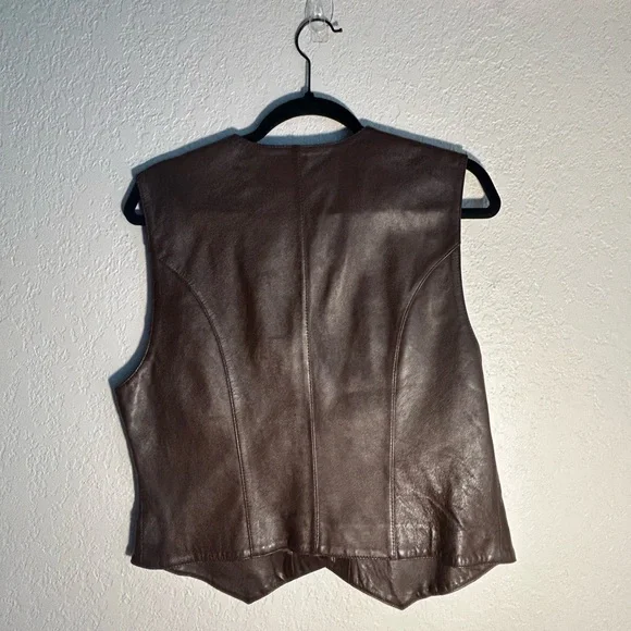 Petites Dark Chocolate Brown Snap Button Vest Up Size 8